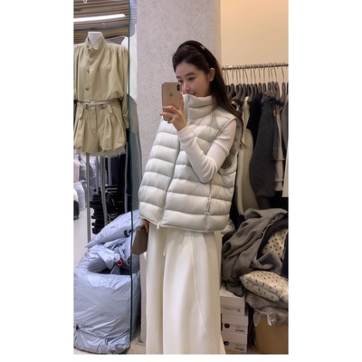 轻薄纯色立领羽绒棉无袖外套马夹