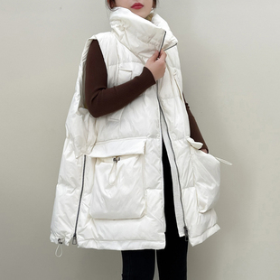 2025秋冬季新款女士今年流行爆款马甲欧货宽松中长款羽绒棉服马夹