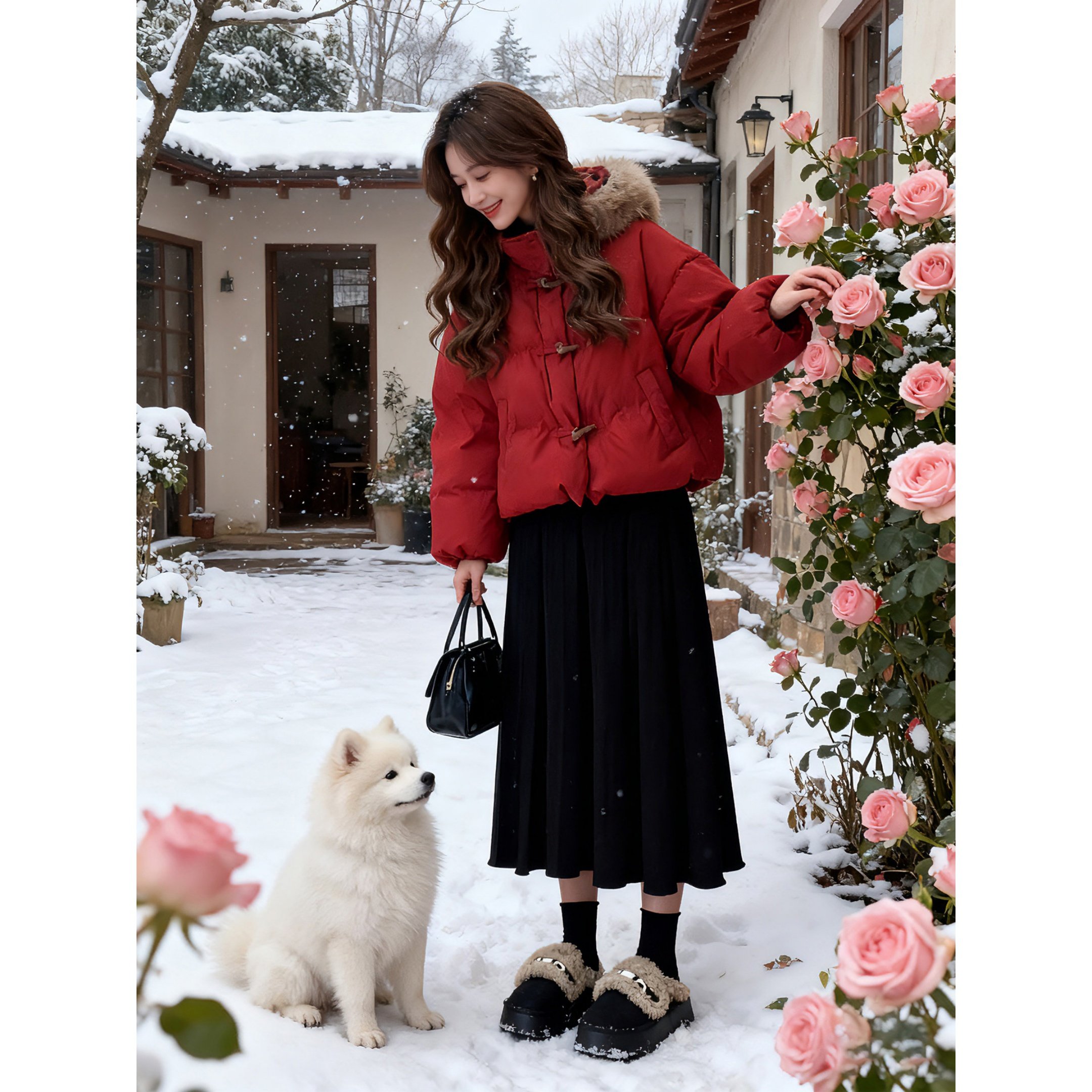 高级感洋气大毛领红色短款棉衣女2026年冬季大码女装保暖棉袄外套,女装/女士精品,棉衣/棉服,淘宝优惠券,粉丝福利购,淘宝优惠卷