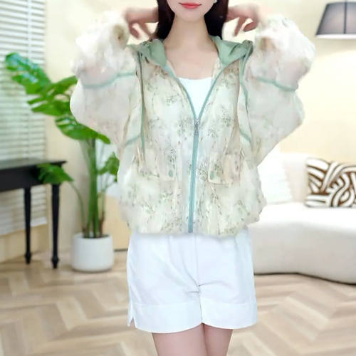 夏季大码连帽速干防晒衣女