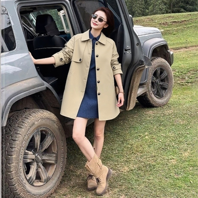 卡其色风衣外套女秋冬中长款大衣