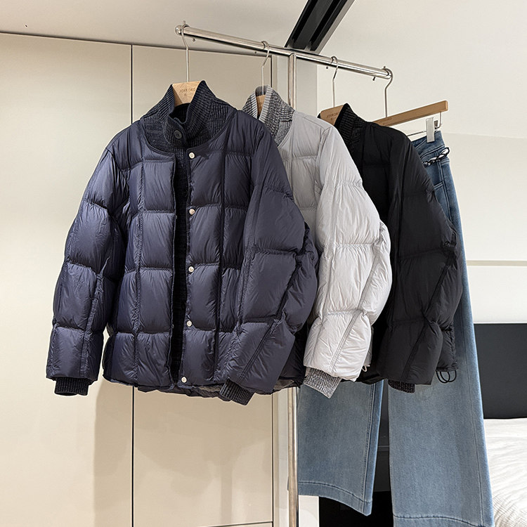 冬季2025新款拼接针织假两件大码女装立领单排扣羽绒棉服女外套,女装/女士精品,棉衣/棉服,淘宝优惠券,粉丝福利购,淘宝优惠卷