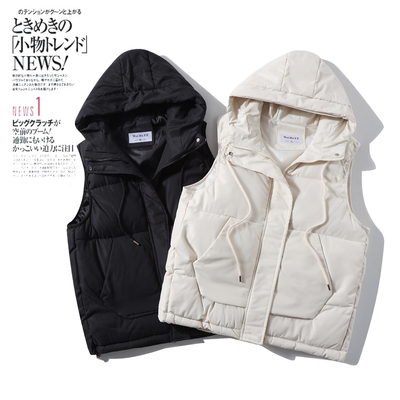 短款连帽背心马夹棉服外套