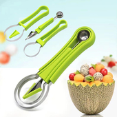 水果拼盘刀具套装 挖球器雕花瓜果挖馕器去皮削皮三合一工勺子diy