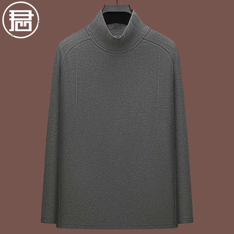 君子企鹅男士中式半高领复古T恤