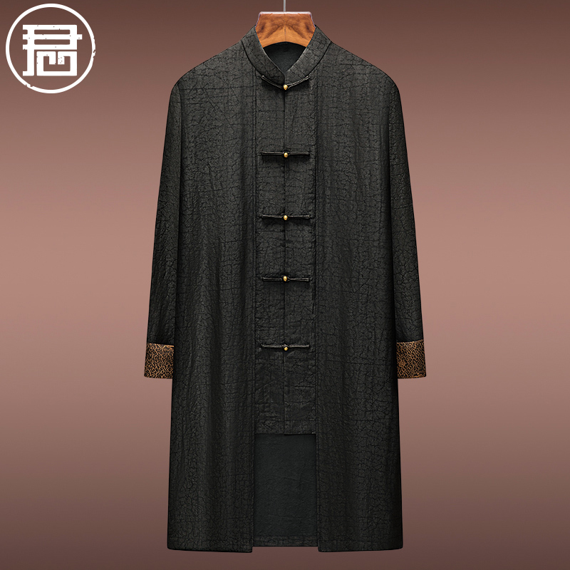 香云纱风衣男秋季外套中国风