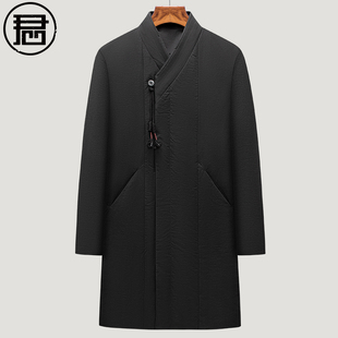 中国风羽绒服男冬季中长款中式禅意加厚保暖男装外套90白鸭绒