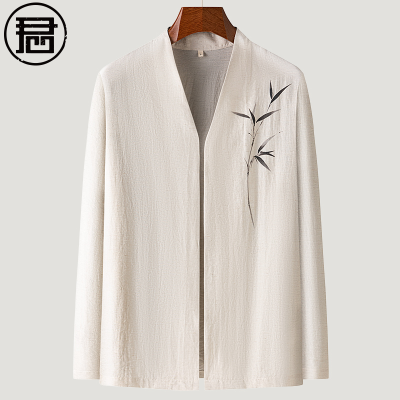 男士新中式手绘开衫秋装外套