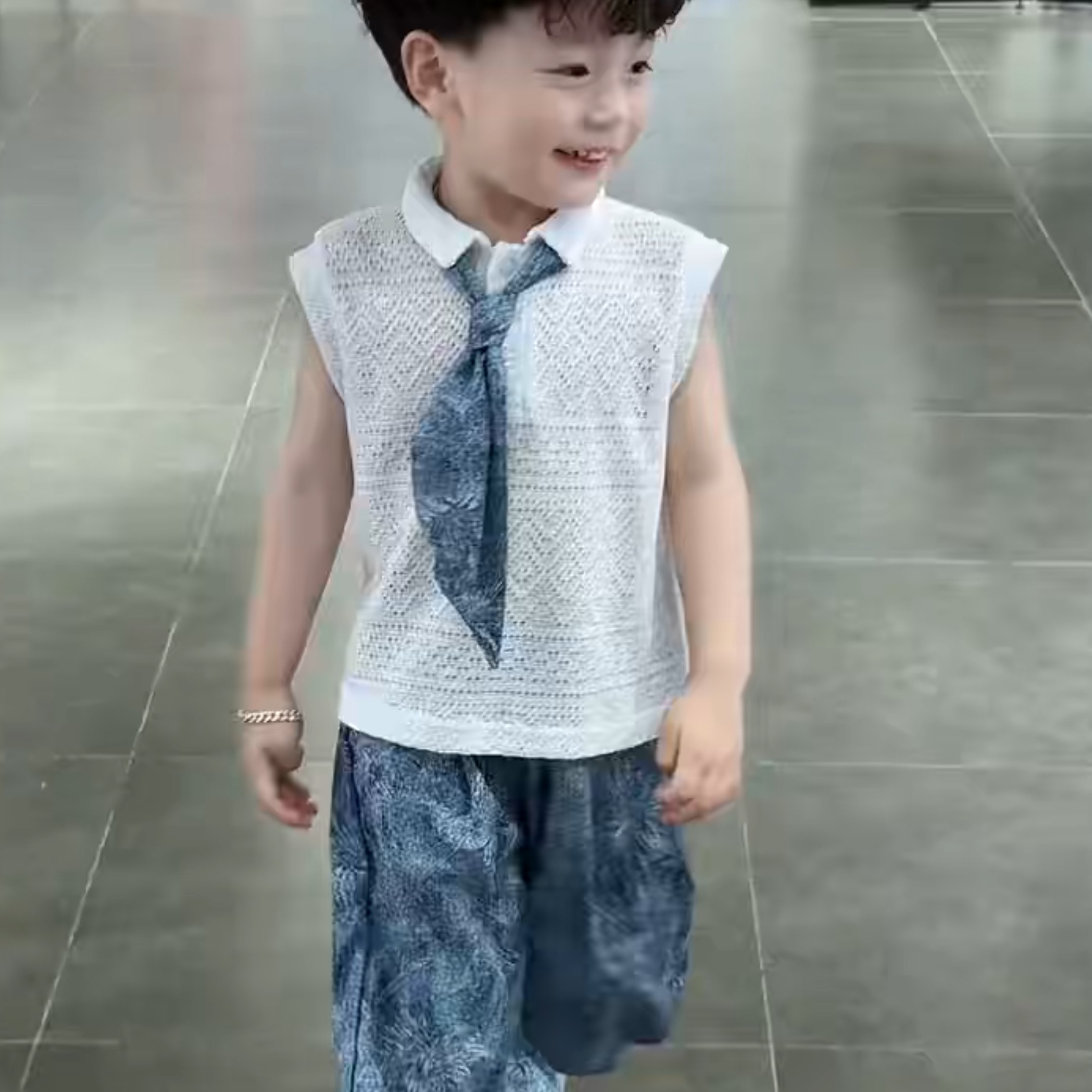 男童套装夏季儿童夏装洋气无袖2025新款帅宝宝韩系背心短裤两件套