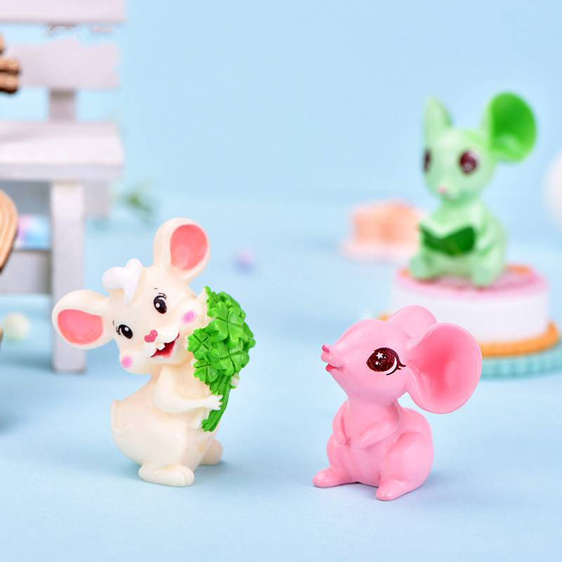 四叶草看书小老鼠12生肖公仔玩偶生日烘焙蛋糕装扮摆件儿童过家家