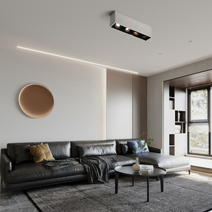 明装 射灯全光谱餐桌三头长方形客厅无主灯格栅灯智能书房间斗胆灯