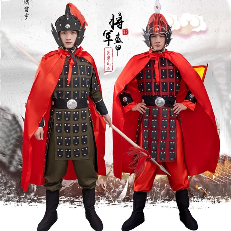 将军盔甲表演服战服古代士兵演出服满江红服花木兰服装儿童士兵服