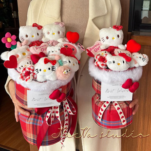 Hellokitty公仔永生花卡通玩偶花束毛绒可爱创意送闺蜜女生日礼物