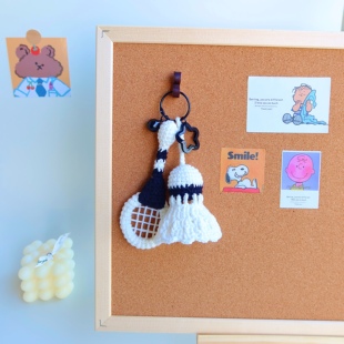 钩织羽毛球挂件手工编织成品可爱挂件钥匙扣毕业手工礼物