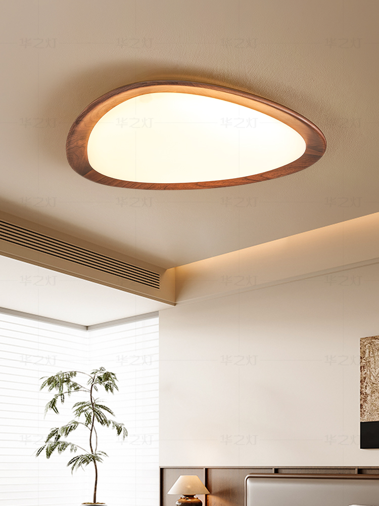 鹅卵石卧室灯胡桃灯中世纪覆古儿童房Led吸顶灯2025新吸顶灯