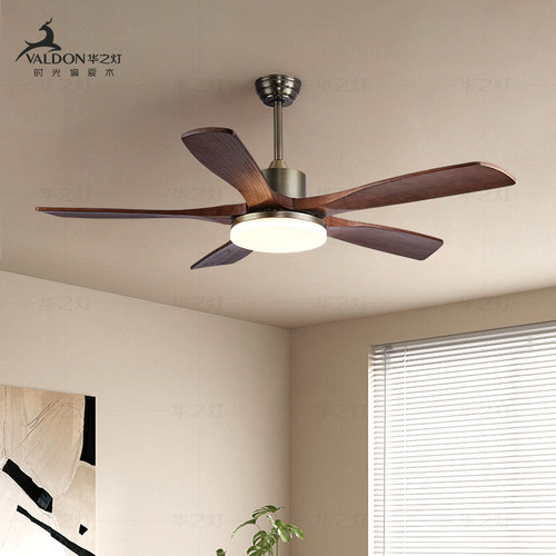 实木吊扇灯 中古风卧室饭厅灯风扇一体吊扇灯电风扇吊灯2025新款