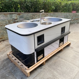 农村无烟柴火灶岩板瓷砖白色高端款炉膛高温耐火泥灶台双灶单灶