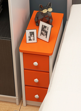 迷你床头柜简约超窄款橙色整装儿童小柜子小型尺寸定制202530cm