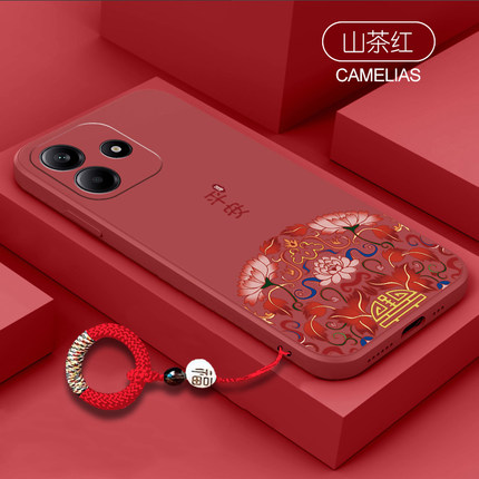 中国风适用红米note14手机壳12pro+小米note10镜头全包redminote13液态硅胶note11国潮14pro平安招财5g保护套