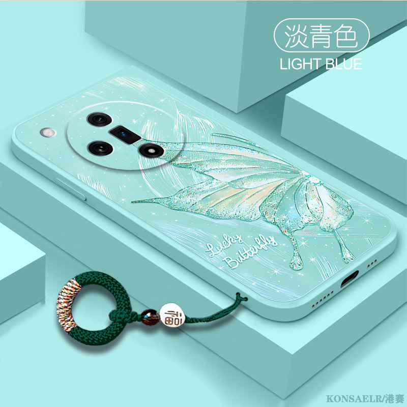 适用oppofindx7手机壳新款findx5闪粉蝴蝶findx3液态硅胶X5pro镜头全包findx6pro情侣高级Fx7ultra防摔保护套