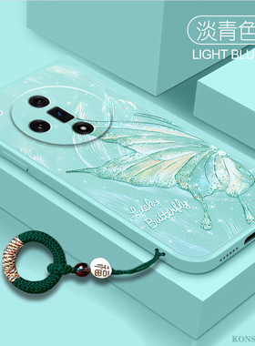 适用oppofindx7手机壳新款findx5闪粉蝴蝶findx3液态硅胶X5pro镜头全包findx6pro情侣高级Fx7ultra防摔保护套