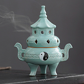 陶瓷高脚太极炉八卦炉客厅摆件创意盘香炉檀香沉香家用室内香薰炉