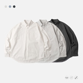 纯棉精梭衬衫 26AW春季 日系cityboy廓形复古潮牌宽松纯色长袖 外套