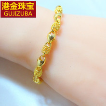 24K黄金手链女款 搂空玲珑手镯99粗不掉色足金特价 送女友 新款 正品