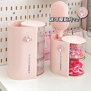 儿童发饰收纳盒可旋转多层透明防尘发圈女孩发夹发圈橡皮筋发箍