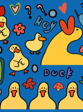 卡通可爱鸭小丑鸭行李箱贴纸