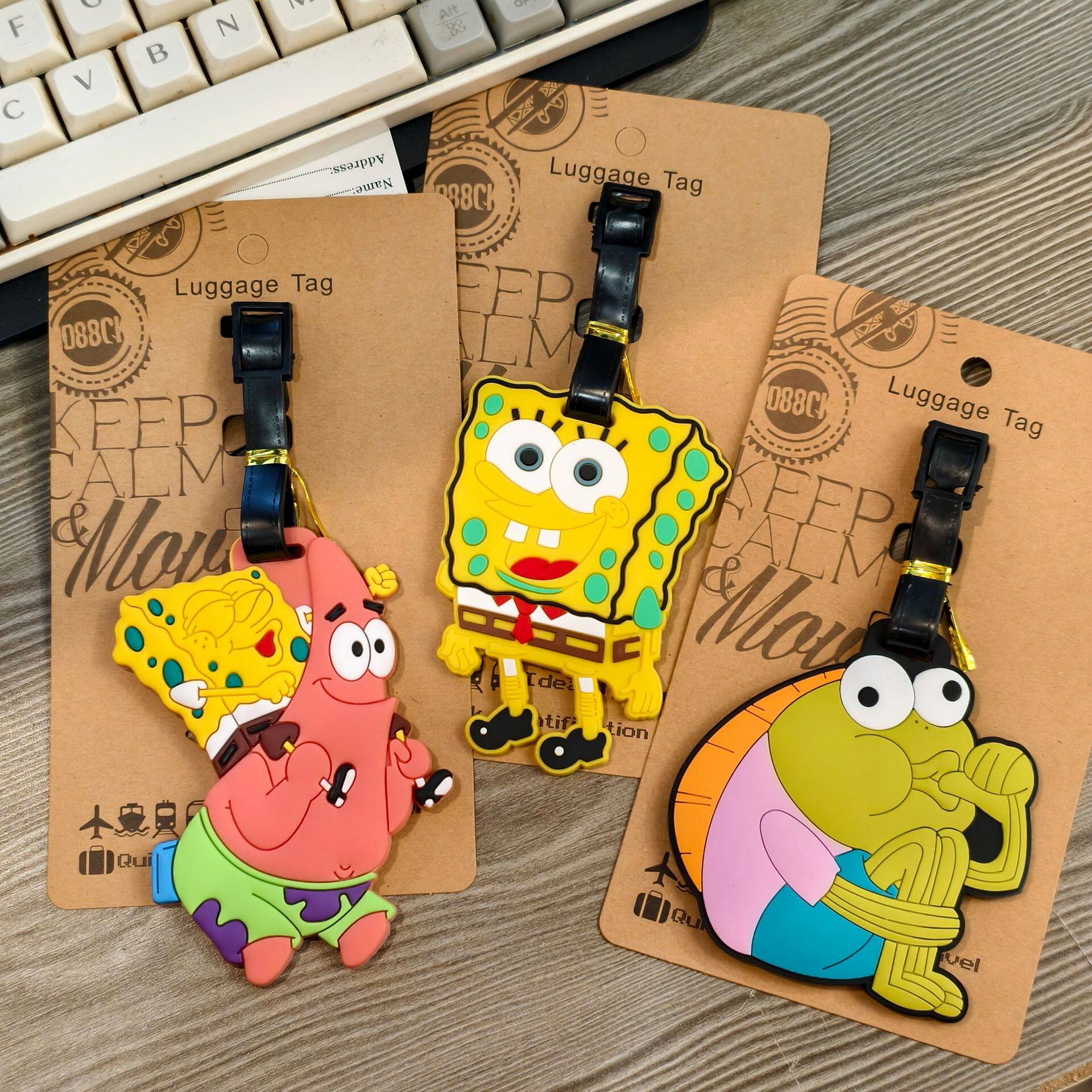 卡通海绵宝宝行李牌PVC软胶旅行箱包挂件行李箱标识牌防丢登机牌