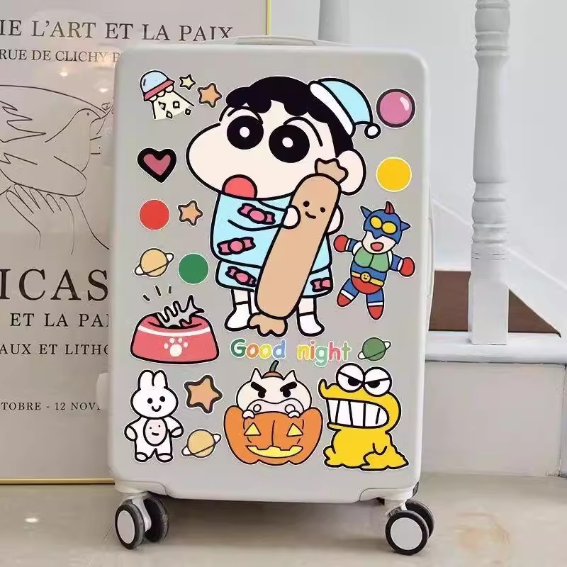 蜡笔小新行李箱贴纸防水不留胶高级感大号凹凸面拉杆箱遮丑装饰贴
