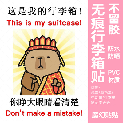 卡皮巴拉行李箱贴纸防水不留胶
