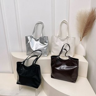 韩系简约大容量托特包包女款时尚黑色高级感手提包包通勤单肩包包