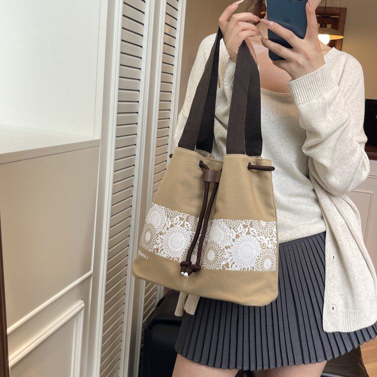 复古文艺布包女包印花韩版女士休闲包简约单肩手提包小清新腋下包