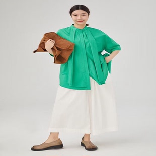 A字大擺棉質(zhì)時(shí)尚 紫布語2025夏季 休閑舒適法式 百搭女襯衫 新款 576
