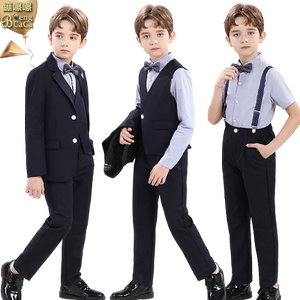 儿童西装套装唱歌钢琴演出小主持人英伦马甲礼服帅气外套男童西服