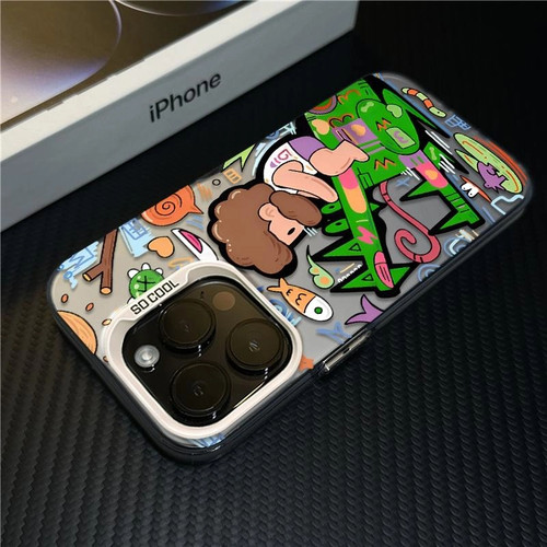 涂鸦大叔适用苹果16promax彩银iPhone15pro手机壳14/13/12/11磨砂