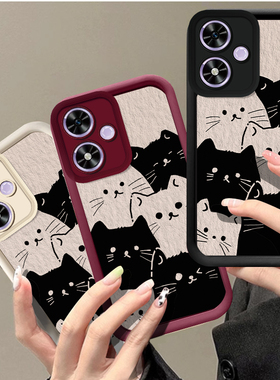 线条猫咪适用荣耀magic8手机壳Magic7pro天眼阶梯mgaic6por全包防摔新款保护套魔术8液态硅胶软外壳男女honor