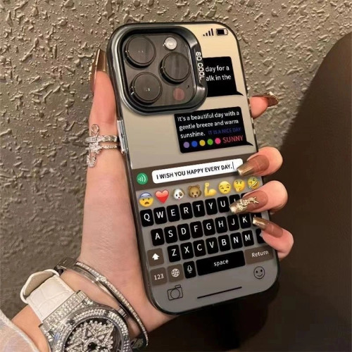 英文键盘适用苹果16promax彩银iPhone15pro手机壳14/13/12/11磨砂