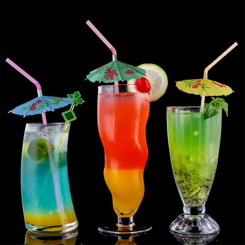 夏日沙滩装饰布置夏威夷生日婚礼派对一次性雨伞吸管果汁饮料吸管