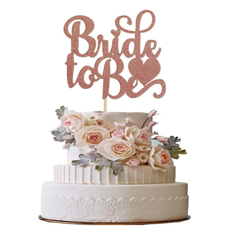 告别单身派对玫瑰金色birde to be蛋糕装饰插件闪粉插牌新娘礼品