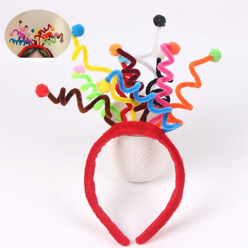 小红书生日派对装饰彩色小球球弹簧发箍可爱搞怪沙雕头饰拍照道具