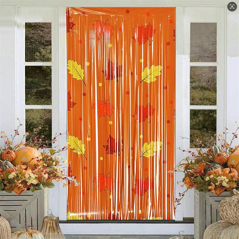 感恩节丰收季主题装饰枫叶雨丝帘
