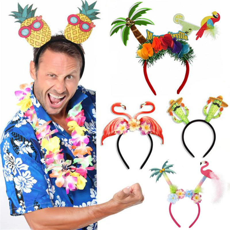 夏日主题沙滩派对火烈鸟椰树头箍