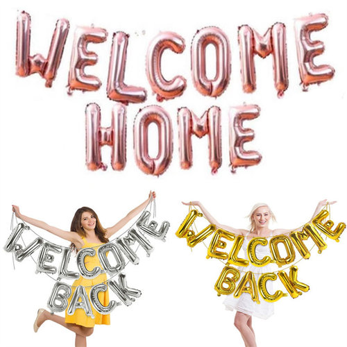 welcome back欢迎回来出差留学回家归来学校开学活动装饰气球横幅
