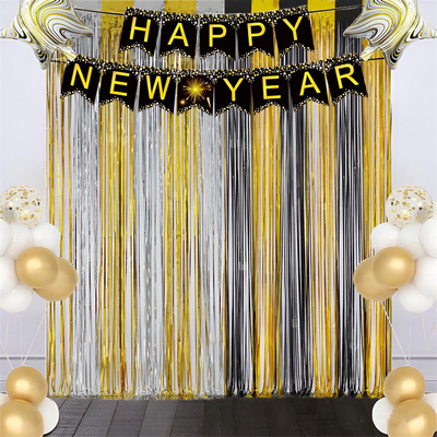 新年黑金主题派对双拼雨丝帘门帘