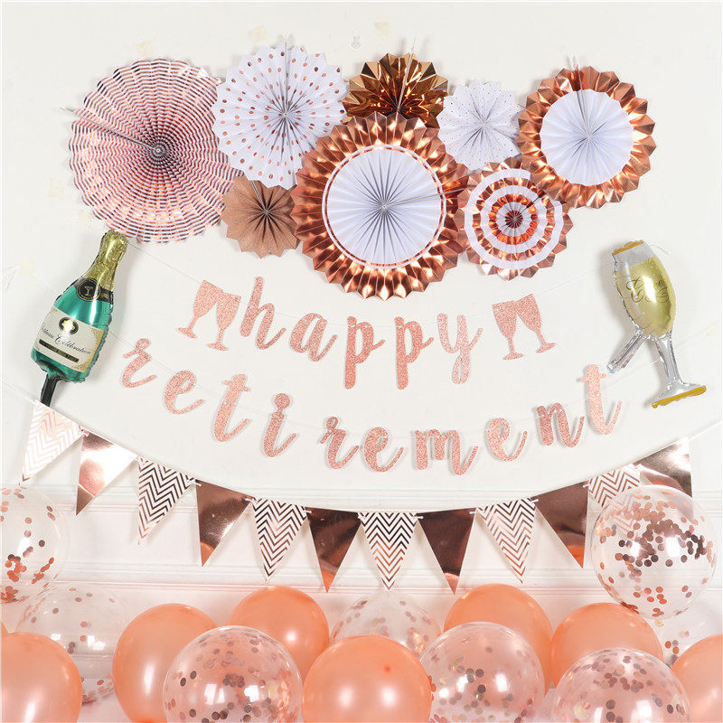 欢送会布置happy retirement公司同事离职老师退休派对气球装饰品 - 实物图