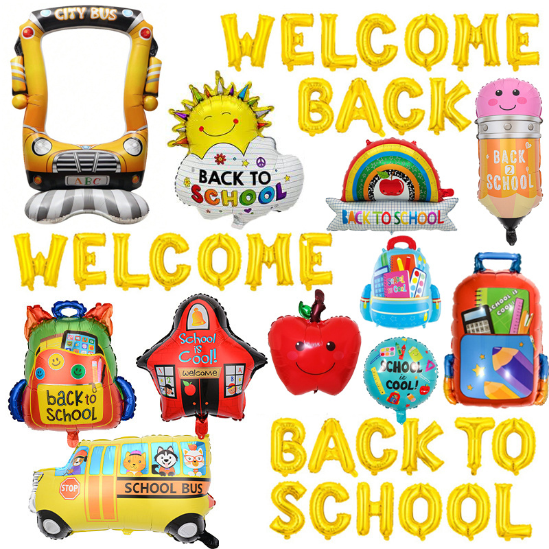 苹果返校季校车铅笔气球欢迎回来