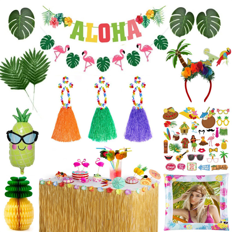 夏威夷沙滩派对花环草裙套装龟背